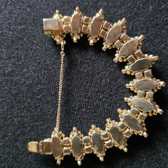 Vintage Multi -Color Juliana Rhinestone Bracelet With Safety Chain. (Gold Tone) - Picture 3 of 4